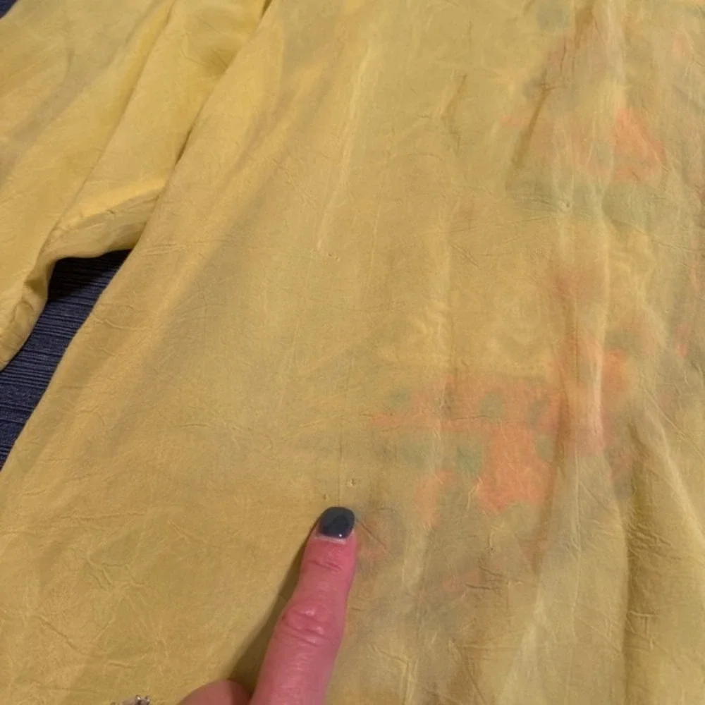 Johnny‎ Was Yellow Embroidered Cupra Rayon Tunic Blouse C82753 Womens Medium